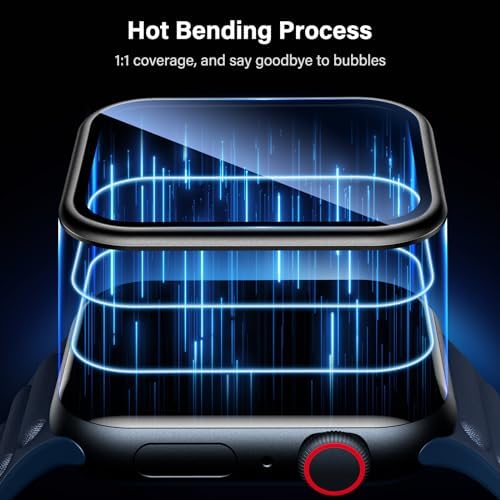 Uyiton 2 Pack for Apple Watch SE/6/5/4 Screen Protector 40mm, [Strong Adsorption] Titanium Alloy Frame+Diamond Hard Tempered Glass Full-Coverage High-Touch iWatch 40 mm Protective Cover, Black - Görsel 3