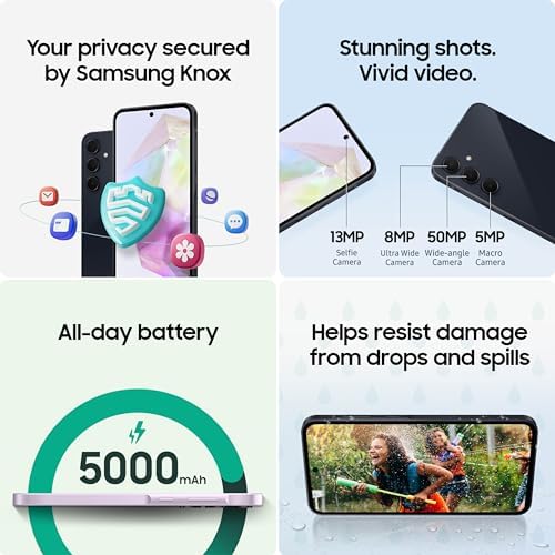 SAMSUNG Galaxy A35 5G A Series Cell Phone, 128GB Unlocked Android Smartphone, AMOLED Display, Advanced Triple Camera System, Expandable Storage, Rugged Design, US Version, 2024, Awesome Navy - Görsel 4
