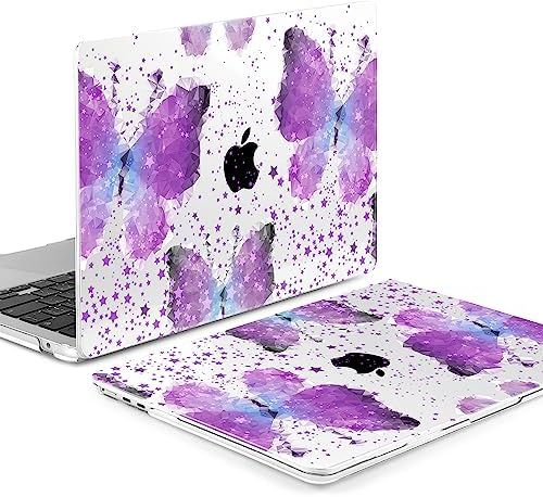 MEEgoodo for MacBook Air 15 inch Case 2023 New A2941, Clear Case for MacBook Air M2 Chip, Laptop Hard Shell Cases with Keyboard Cover & Camera Cover & OTG Adapter for 15.3-inch, Purple Butterfly - Görsel 3