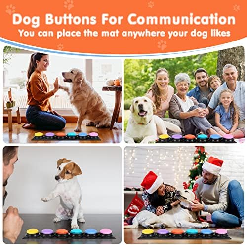 DCIAER Dog Buttons for Communication,Talking Buttons for Dogs,6 Recordable Sound Buttons + 24 Scene Patterns + 1 Dog Button Mat+ 12 AAA Batteries，30 Seconds Dog Buttons for Pet Sound Training Toy - Görsel 6