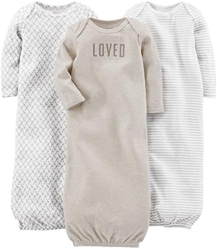 Simple Joys by Carter's Unisex Babies' Cotton Sleeper Gown, Pack of 3 - Görsel 1