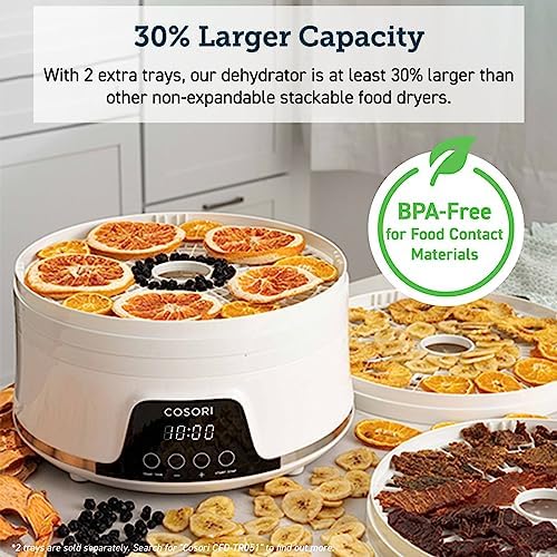 COSORI Food Dehydrator Machine for Jerky, 5 BPA-Free Trays Dryer with 48H Timer and 165°F Temperature Control, for Fruit, Herbs, Meat, Veggies and Dog Treats, Recipe Book, deshidratador de alimentos - Görsel 4