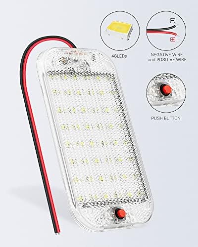 MERTTURM 48 LED iç aydınlatma, süper parlak 800 lm, 12 V LED araç iç aydınlatması, şalterli, 6000 K beyaz ışık, karavan, kamyon, karavan, tekne için (4 adet) - Görsel 5