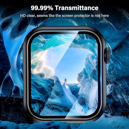 Uyiton 2 Pack for Apple Watch SE/6/5/4 Screen Protector 40mm, [Strong Adsorption] Titanium Alloy Frame+Diamond Hard Tempered Glass Full-Coverage High-Touch iWatch 40 mm Protective Cover, Black - Görsel 5