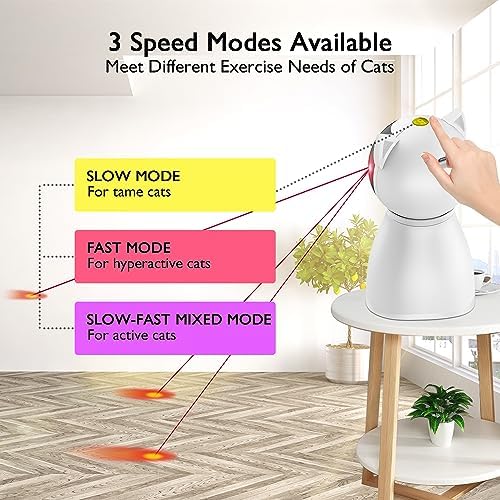 Valonii Cat Toys [2023 Newly Upgraded] Real Random Trajectory Rechargeable Motion Activated Cat Laser Toy Automatic,Interactive Cat Toys for Indoor Cats/Kitten/Dogs - Görsel 4
