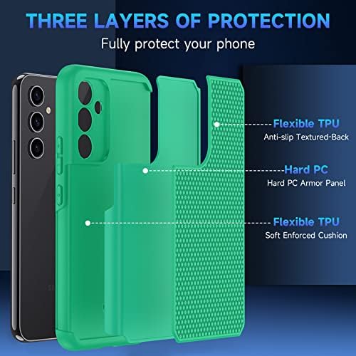 BAOWU for Galaxy A54 5G Case & Tempered Glass Protector, Non-Slip Textured Back, Camera Protection (Green) - Görsel 4