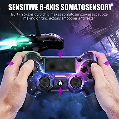 Wireless Controller for PS4 • with 2 Thumb Grips • 3.5mm Audio and Turbo Function • Purple Galaxy Custom Design V2 Gamepad Joystick • for PS4 • Compatible with PS4, Slim, Pro and Windows PC - Görsel 3