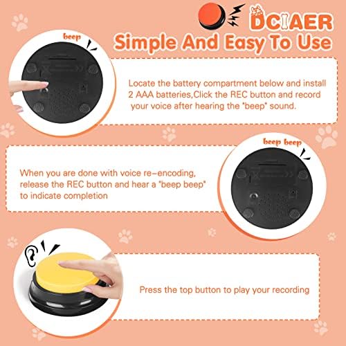 DCIAER Dog Buttons for Communication,Talking Buttons for Dogs,6 Recordable Sound Buttons + 24 Scene Patterns + 1 Dog Button Mat+ 12 AAA Batteries，30 Seconds Dog Buttons for Pet Sound Training Toy - Görsel 7