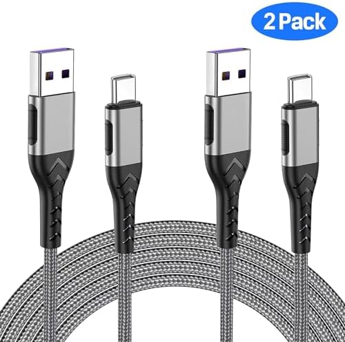 Durcord USB C Cable, Upgarded 2Pack 10ft Fast USB Type C Charging Cable for Android/Phone/Pad/Laptop, Type C Charger Braided USB Cable Compatible withi Phone 15/Pro/Plus/Max/Sam.Sung-Silver - Görsel 2