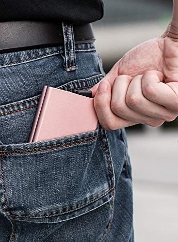 VULKIT Pop Up Wallet, Minimalist Credit Card Holder RFID Blocking Slim Metal Case for Men - Görsel 5