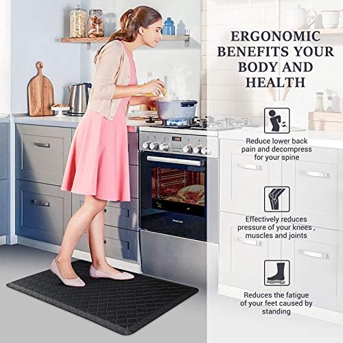 HappyTrends Floor Mat Cushioned Anti-Fatigue ,17.3"x28",Thick Waterproof Non-Slip Mats and Rugs Heavy Duty Ergonomic Comfort Rug for Kitchen,Floor,Office,Sink,Laundry,Black - Görsel 6