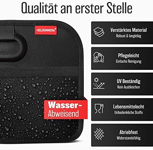 HELDENWERK Auto Kofferraumtasche faltbar - verstärkt & stabil - Kofferraum-Organizer Einkaufstasche zur praktischen Aufbewahrung - Antirutsch Auto Faltbox, Kofferraumbox (Schwarz) - Görsel 2