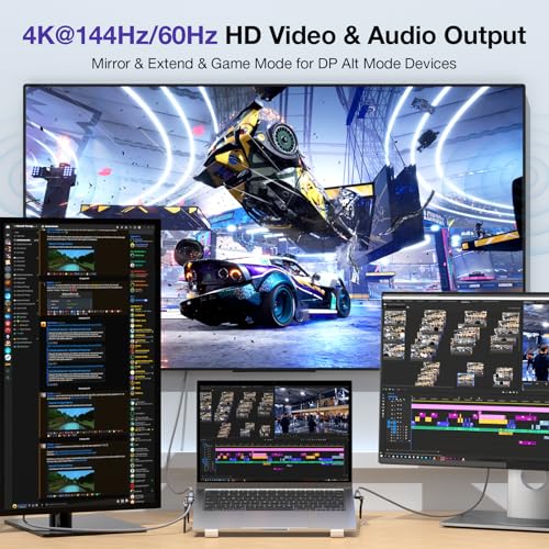 90 Degree USB C to USB C Cable 10FT High Speed 20Gbps Data Transfer 4K@144Hz/60Hz Video USB 3.2 Gen 2x2 Monitor Cable 240W Fast Charging Right Angle Compatible with iPhone 15 Samsung MacBook iPad - Görsel 3