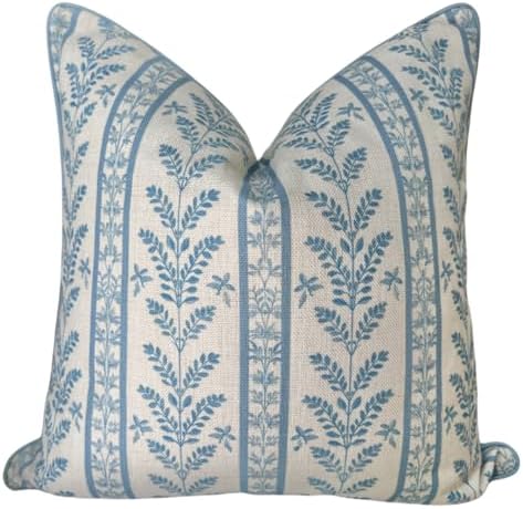 Grandmillennial Throw Pillow for Home Louis Blue and White Pillow Cover Grandmillennial Pillow Cover 20" x 20" Grandmillennial Home Decor - Görsel 1
