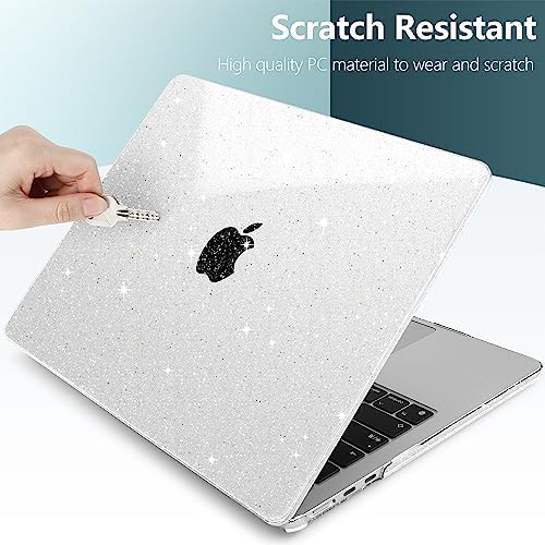 TWOLSKOO Compatible with MacBook Air 15 Inch Case 2023 Release A2941 M2 Chip Liquid Retina Display & Touch ID, Protective Plastic Hard Shell Case Cover with Type C Adapter, Star Clear - Görsel 3