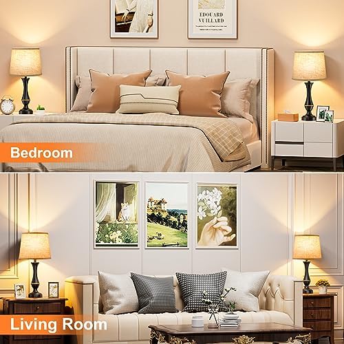 Upgraded Touch Lamps for Bedrooms Set of 2 - Nightstand Table Lamp with USB C+A, 3 Way Dimmable Bedside Lamps for Living Room End Tables, Farmhouse BedroomLamp1 Night Stand Lamps for Office - Görsel 4