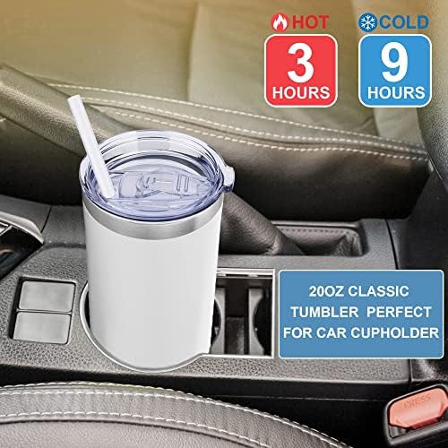 CIVAGO 20oz Tumbler with Lid and Straw, Stainless Steel Vacuum Insulated Coffee Tumbler Cup, Double Wall Powder Coated Travel Mug (White, 1 Pack) - Görsel 7