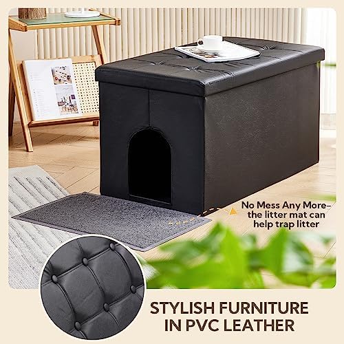 MEEXPAWS Cat Litter Box Enclosure Furniture Hidden, Cat Washroom Bench Storage Cabinet XL 36x20x20 in| Dog Proof | Waterproof Inside/Easy Clean | Easy Assembly - Görsel 5