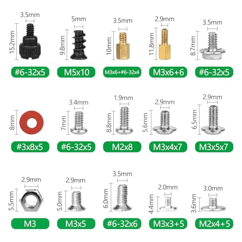 510 Pcs Computer Screw Set, PC Case Motherboard Standoffs Screws #6-32 Male to M3 Female Standoffs Sets for Personal Computer Screw Standoffs Set Kit for PC Case Motherboard HDD SSD CD-ROM Hard Drive - Görsel 3
