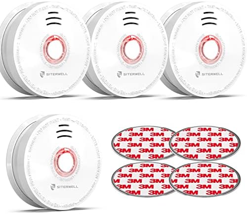 SITERWELL Smoke Detector Fire Alarm with Magnetic Fastening Kit and Built-in Battery, Fire Safety with Photoelectric Technology for Home Bedroom and Babyroom, UL Listed, GS528A, 4 Packs - Görsel 1