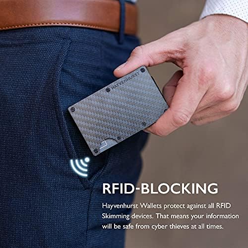 Hayvenhurst Slim Wallet For Men - Front Pocket RFID Blocking Minimalist Wallet For Men - Metal Wallet With Money Clip For Men (Carbon Fiber) - Görsel 6