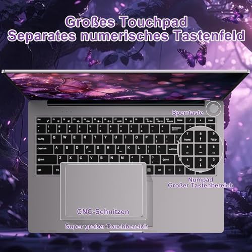 Laptop 16 inç 16 GB RAM 512 GB SSD 1 TB genişletmeli, Laptop Win 11 Core i3-1000NG4 (3,2 GHz'e kadar), 1920 x 1200 〗WiFi, 2,5, BT4.2 kablosuz fare ve Almanca klavye gövdesi – Gri - Görsel 6
