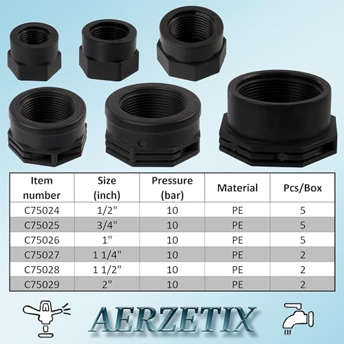 AERZETIX - C75029 - Set mit 2 Kappen innengewinde 2" zum aufschrauben für tropfsystem der bewässerungsleitung - maximaler druck 10 bar - aus polyethylen - bewässerungskappen kreislaufanschluss - Görsel 6