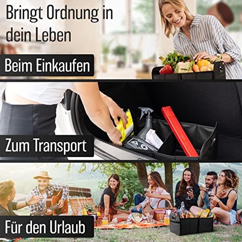 HELDENWERK Auto Kofferraumtasche faltbar - verstärkt & stabil - Kofferraum-Organizer Einkaufstasche zur praktischen Aufbewahrung - Antirutsch Auto Faltbox, Kofferraumbox (Schwarz) - Görsel 4