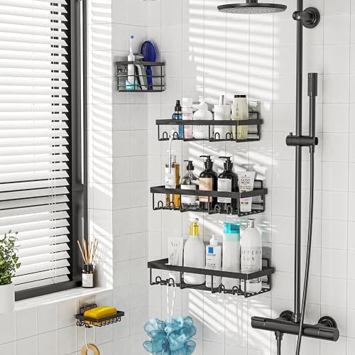 Moforoco Adhesive Shower Caddy Organizer Shelves Rack - 5 Pack Corner Bathroom Storage Organization, Home & Kitchen Decor Inside RV Accessories, Hanging First Apartment Household Camper Essentials - Görsel 6