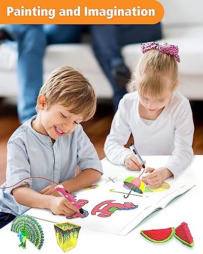 3D Printing Drawing Book, Reusable Colorful 40 Patterns Thick Paper Template with a Clear Plate, Painting Graffiti Template for 3D Pen Kids DIY Gift - Görsel 7