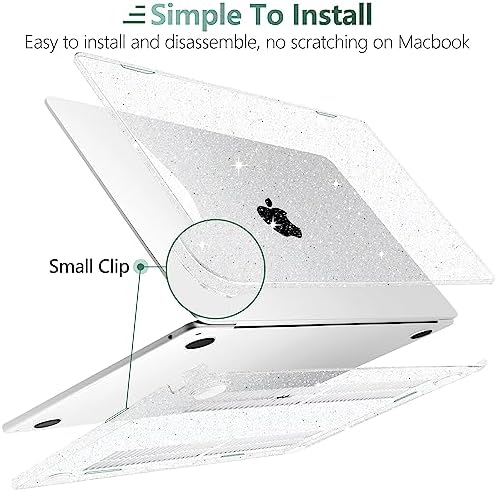 TWOLSKOO Compatible with MacBook Air 15 Inch Case 2023 Release A2941 M2 Chip Liquid Retina Display & Touch ID, Protective Plastic Hard Shell Case Cover with Type C Adapter, Star Clear - Görsel 6
