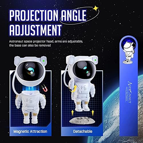 Star Projector Galaxy Night Light - Astronaut Space Projector, Starry Nebula Ceiling LED Lamp with Timer and Remote, Kids Room Decor Aesthetic, Gifts for Christmas, Birthdays, Valentine's Day - Görsel 5