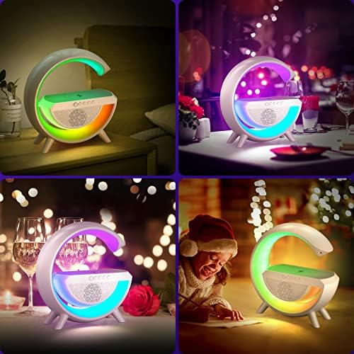 OTeedo LED Wireless Charging Atmosphere Lamp for Bedroom Bluetooth Speaker Night Light for Living Room G Type Ambient Lighting Bedside Table Lamps with 15W Wireless Charger Speaker Christmas Gift - Görsel 7