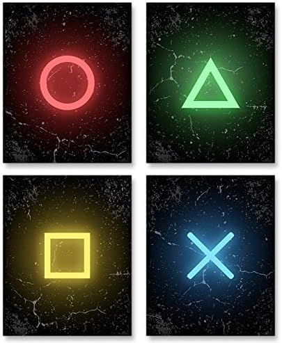 Colorful Video Game Art Print, Video Game Decor, Video Game Poster, Teen boy bedroom, Gaming Decor, Home Decor, Unframed Set of 4 (8”X10” Inches) - Görsel 1