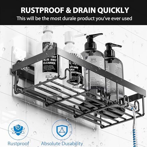 Moforoco Adhesive Shower Caddy Organizer Shelves Rack - 5 Pack Corner Bathroom Storage Organization, Home & Kitchen Decor Inside RV Accessories, Hanging First Apartment Household Camper Essentials - Görsel 3