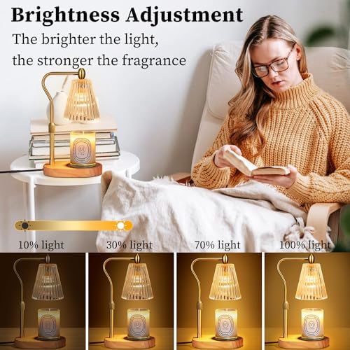 Candle Warmer Lamp with Timer Dimmer Adjustable Height, Electric Wax Warmer Vintage Home Decor for Scented Jar Candles - Görsel 2