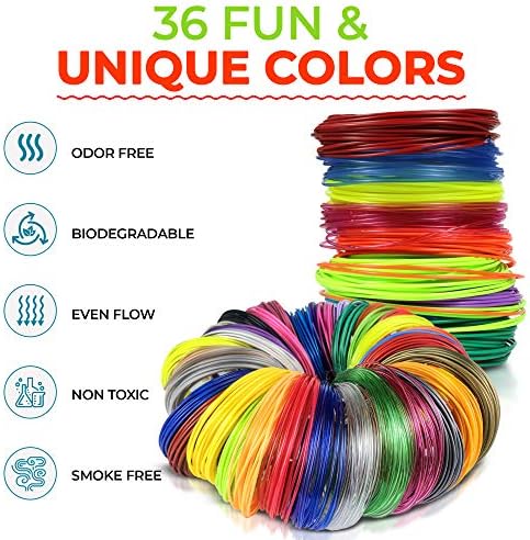Filamate 3D Pen Filament - 1.75mm PLA Plastic - 3D Pen Refills with Stencils - 360 Feet of Assorted Filament 0.02mm Tolerance for 3D Drawing and Doodling - Görsel 2