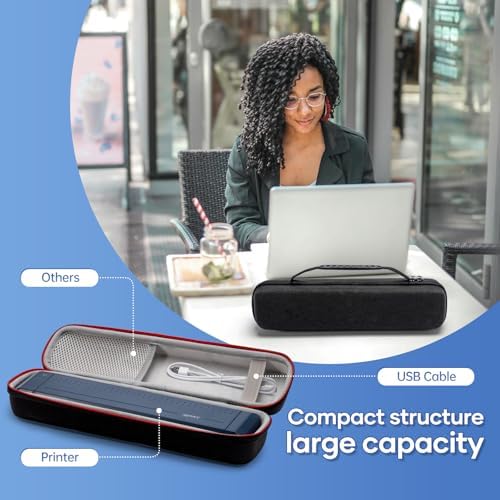 Portable Printer Case for M08F Storage Case,Travel Carry Case Compatible with M08F/P831/TP81 HPRT MT866/MT800 Letter & A4 Portable Thermal Printer, Compact and Lightweight, Waterproof and Shock Proof - Görsel 4