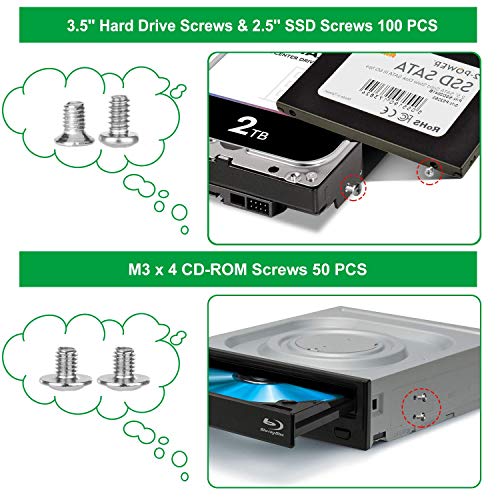510 Pcs Computer Screw Set, PC Case Motherboard Standoffs Screws #6-32 Male to M3 Female Standoffs Sets for Personal Computer Screw Standoffs Set Kit for PC Case Motherboard HDD SSD CD-ROM Hard Drive - Görsel 5