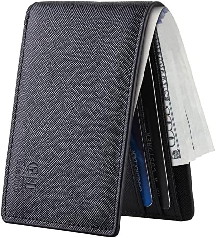 Gostwo Mens Slim Minimalist Front Pocket Wallet Genuine Leather ID Window Card Case RFID Blocking - Görsel 1