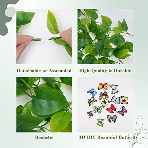 BLEUM CADE Fake Hanging Plants, 2pcs Artificial Hanging Plant, Faux Pothos Vines Hanging Plant Greenery for Wall Home Living Room Indoor Outdoor Decor (No Baskets) - Görsel 5