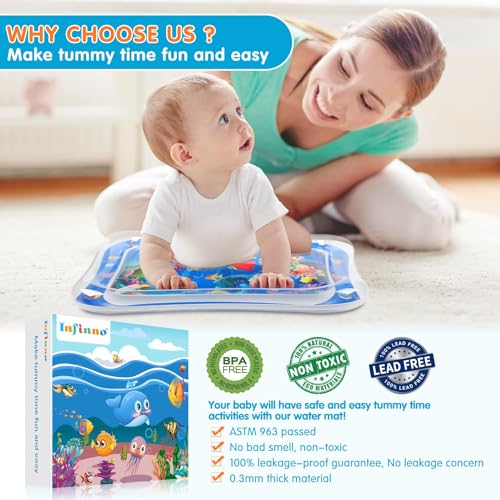 Infinno Inflatable Tummy Time Mat Premium Baby Water Play Mat for Infants and Toddlers Baby Toys for 3 to 24 Months, Strengthen Your Baby's Muscles, Portable - Görsel 5