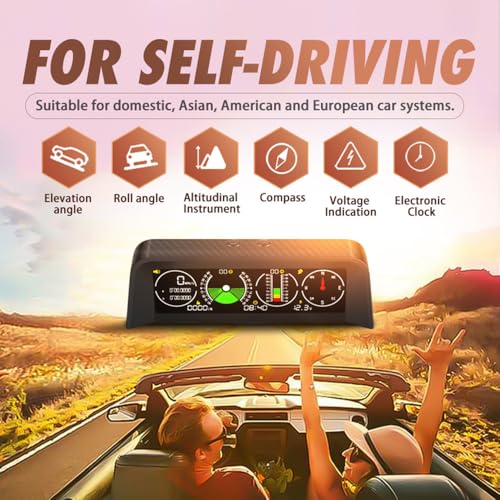 ELING Evrensel Araç Eğim Ölçer, Offroad Clinometre, Dönüş Açısı, Eğim Ölçer, GPS Takometre, Pusulalı, Zaman, Volt Göstergesi, Otomobil, SUV - Görsel 3