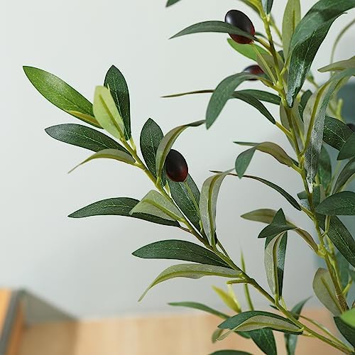Artificial Olive Trees, 5 ft Tall Fake Olive Trees for Indoor, Faux Olive Silk Tree, Large Olive Plants with White Planter for Home Decor and Housewarming Gift, 1 Pack - Görsel 5
