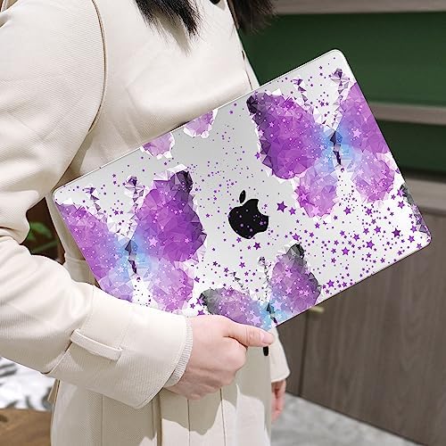 MEEgoodo for MacBook Air 15 inch Case 2023 New A2941, Clear Case for MacBook Air M2 Chip, Laptop Hard Shell Cases with Keyboard Cover & Camera Cover & OTG Adapter for 15.3-inch, Purple Butterfly - Görsel 7