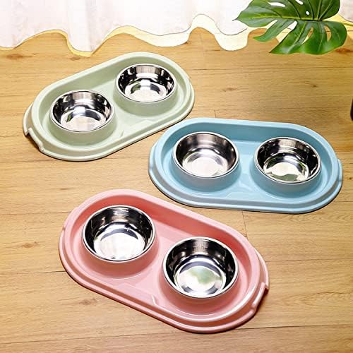 MXCELL Double Dog Cat Food Bowls, Stainless Steel Pet Bowls Dog Water Bowls with No-Spill and Non-Skid PP Station, Food Water Feeder for Cats and Small Dogs - Görsel 3
