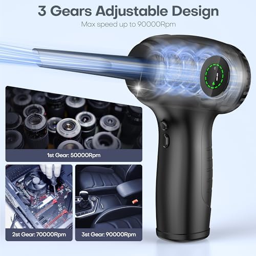 Mini Portable Cordless Air Duster, Compressed Air Duster for PC & Keyboard Cleaning, Rechargeable Electronic Air Blower, Computer Air Pressure Cleaner with LED Display - Görsel 3