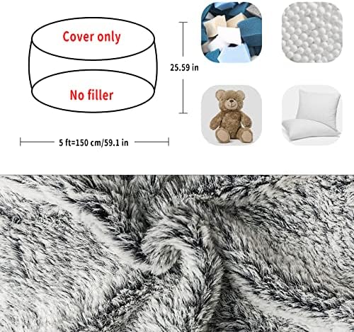 Bean Bag Chair Cover(Cover Only,No Filler),Big Round Soft Fluffy PV Velvet Washable Bean Bag Lazy Sofa Bed Cover for Adults,Living Room Bedroom Furniture Outside Cover,5ft Dark Grey. - Görsel 2