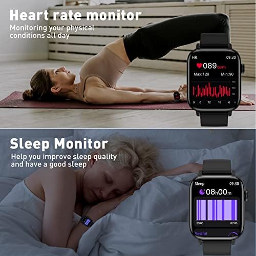 PJYUBVOR 1.90'' with Smart Watch(Answer/Make Calls),Smart Fitness Tracker Watches for Android/iOS Phones,Bluetooth Call and Text Message/Sleep Monitor/Heart Rate/Android Smartwatch for Women Men - Görsel 2