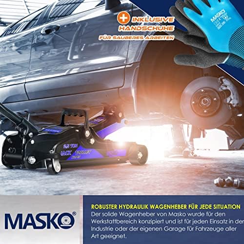 MASKO® Hidrolik kriko, 2,5 ton, düz kaldırma yüksekliği 85 – 360 mm, çanta dahil + 2 x kauçuk altlık + eldiven, motorlu araç krikosu, hidrolik 360° tekerlekler, kriko, emniyet standı - Görsel 5